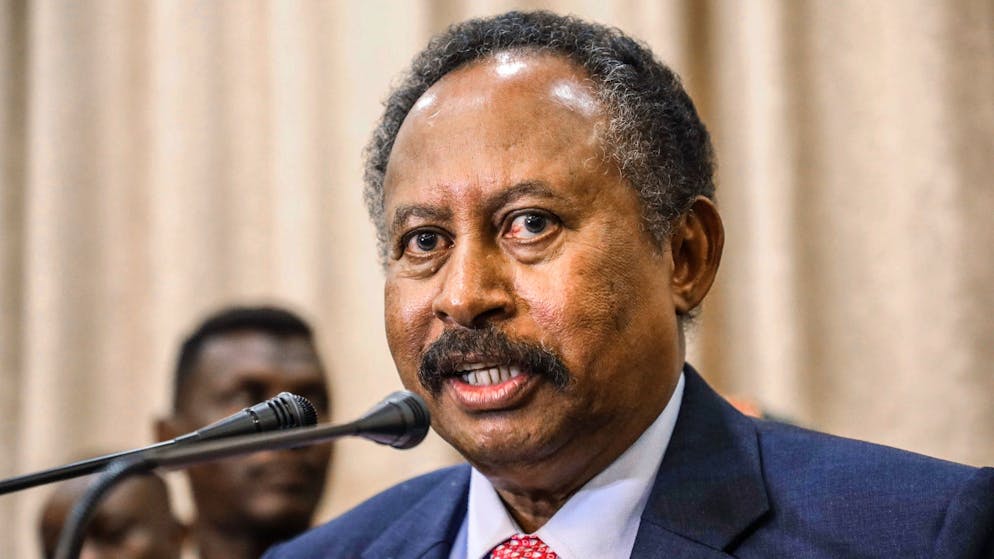 Abdullah Hamduk, sudanesische Regierungschef, während einer Pressekonferenz in Khartum.