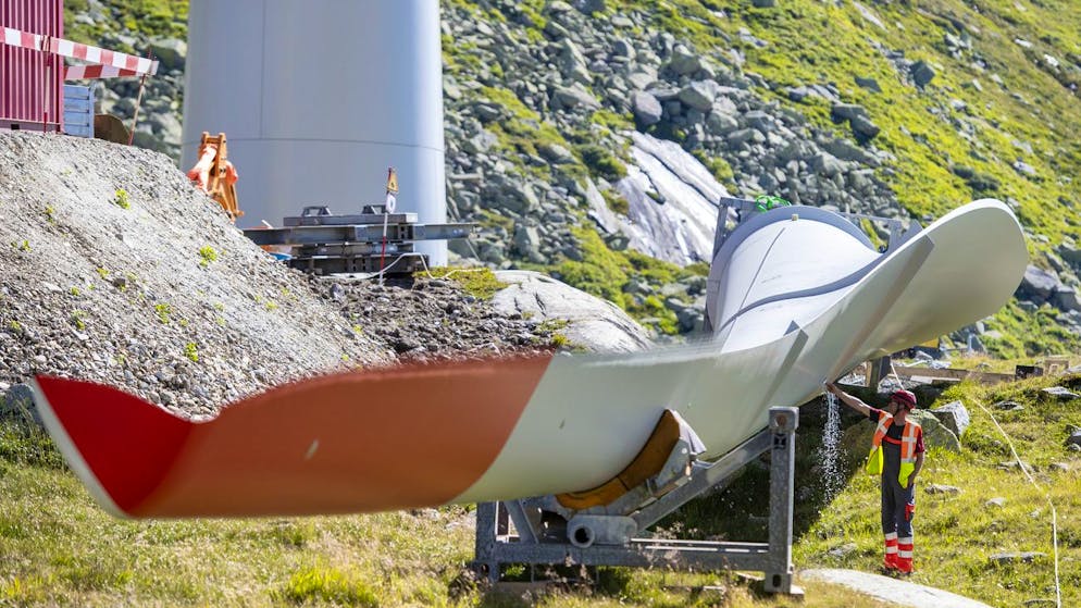 Das Tessin setzt auf erneuerbare Energien – hier beim Bau eines Windparks auf dem Gotthardpass im August 2020.