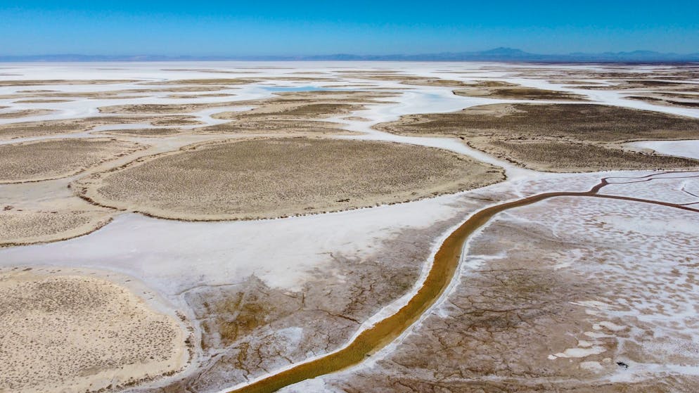 An aerial view of Lake Tuz in Aksaray province, Turkey, Tuesday, Oct. 26, 2021. Lake Tuz, Turkey’s second largest lake, and home to several bird species has seen its waters entirely recede this year, a victim of climate change-induced drought that has hit the region as well as decades-long wrongful agricultural policies that have exhausted the lake’s underground waters. (AP Photo/Emrah Gurel)