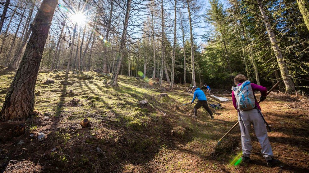 In Valposchiavo si ristrutturano vecchi sentieri da destinare allo sport della bicicletta.