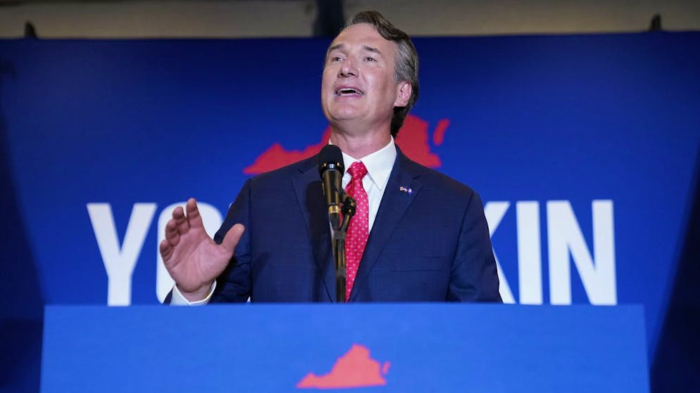 Virginia Gov.-elect Glenn Youngkin speaks at an election night party in Chantilly, Va., early Wednesday, Nov. 3, 2021, after he defeated Democrat Terry McAuliffe. (AP Photo/Andrew Harnik)