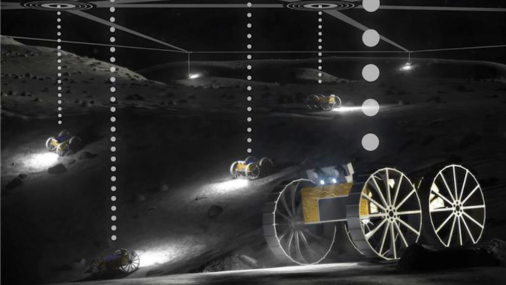Die Cadre-Rover stehen im Kommunikation miteinander und der Erde.