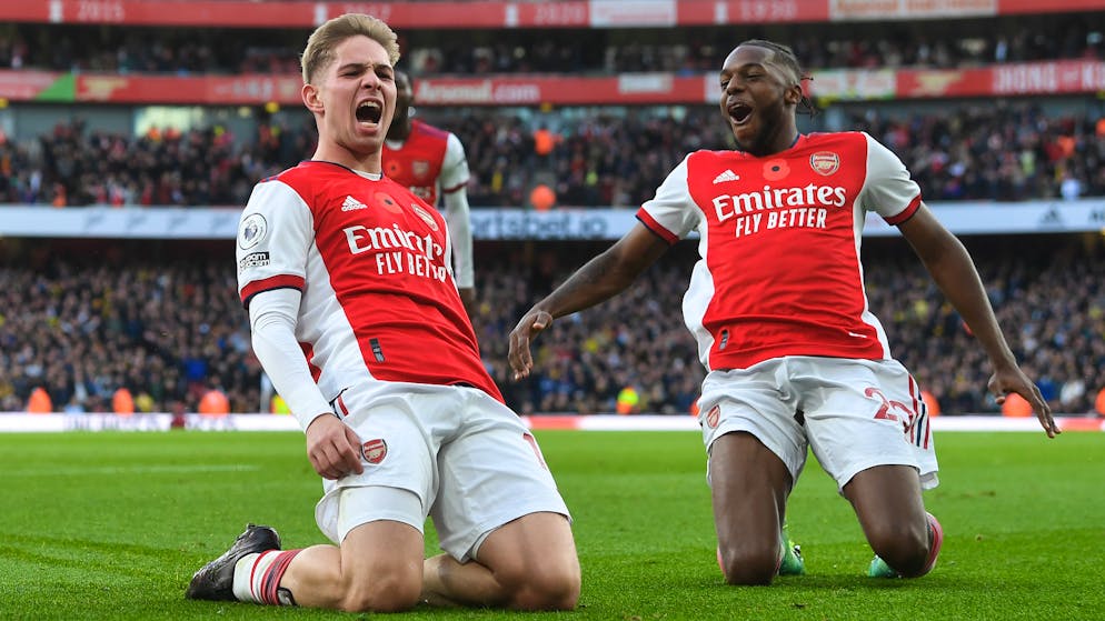 Emile Smith Rowe (l.) schoss Arsenal gegen Watford zum Sieg.