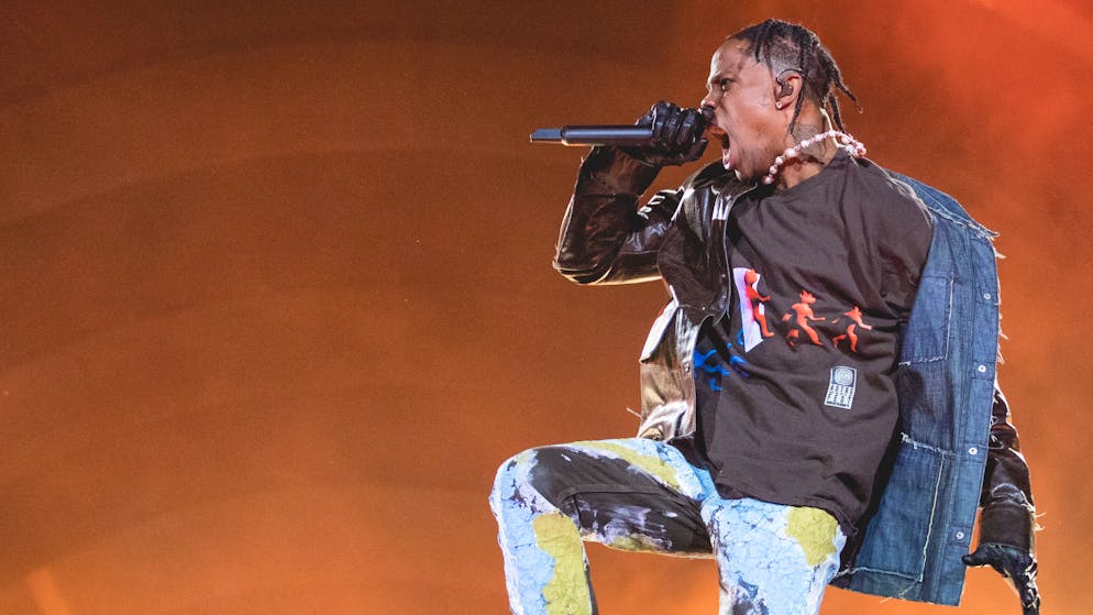 HOUSTON, TEXAS - NOVEMBER 05: Travis Scott performs onstage during the third annual Astroworld Festival at NRG Park on November 05, 2021 in Houston, Texas. (Photo by Rick Kern/Getty Images)