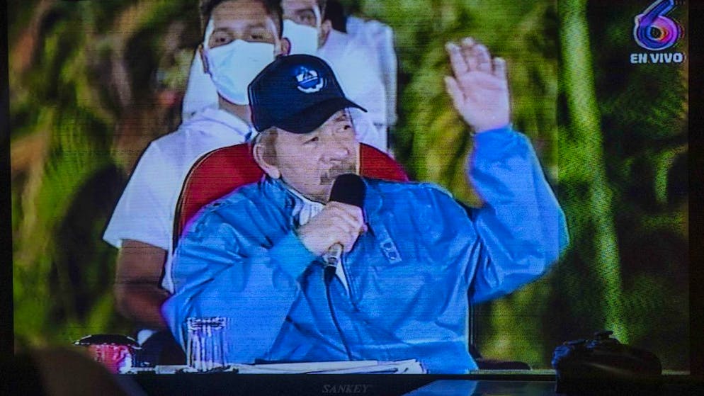 Il presidente Daniel Ortega in diretta televisiva.