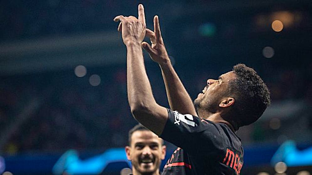 Junior Messias celebra la rete segnata al Wanda Metropolitano di Madrid.