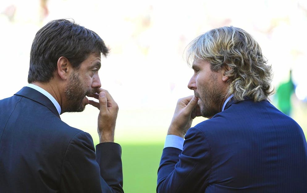 Il presidente della Juventus Andrea Agnelli (sinistra) e Pavel Nedved