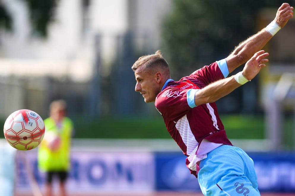Bellinzonas Salvatore Guarino im Sechzehntelfinal des Schweizer Fussball-Cups zwischen Bellinzona und Xamax, am Sonntag, 15. September 2019, in Bellinzona. (KEYSTONE/Ti-Press/Alessandro Crinari)