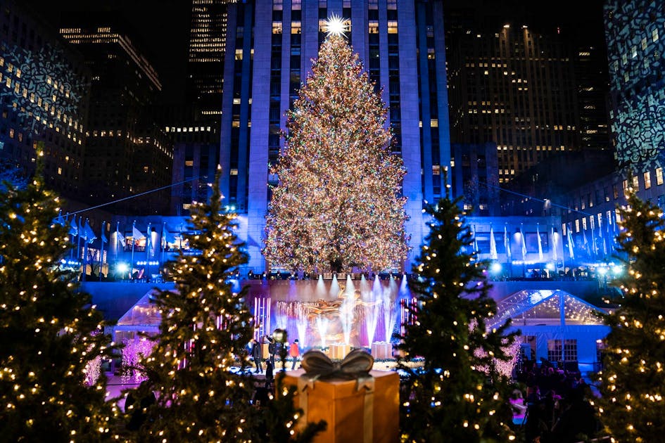 Lights lit on the Rockefeller Christmas tree