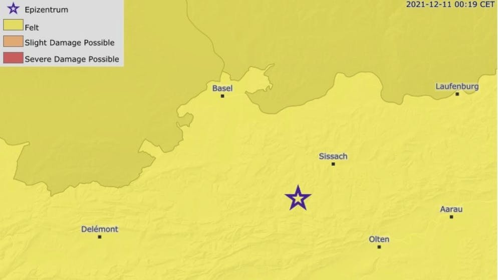 L'épicentre de la secousse se situe à Arboldswil, dans le canton de Bâle-Campagne.