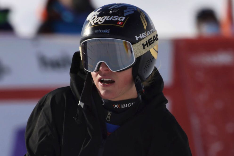 Lara Gut-Behrami dopo la brutta caduta di domenica a St.Moritz