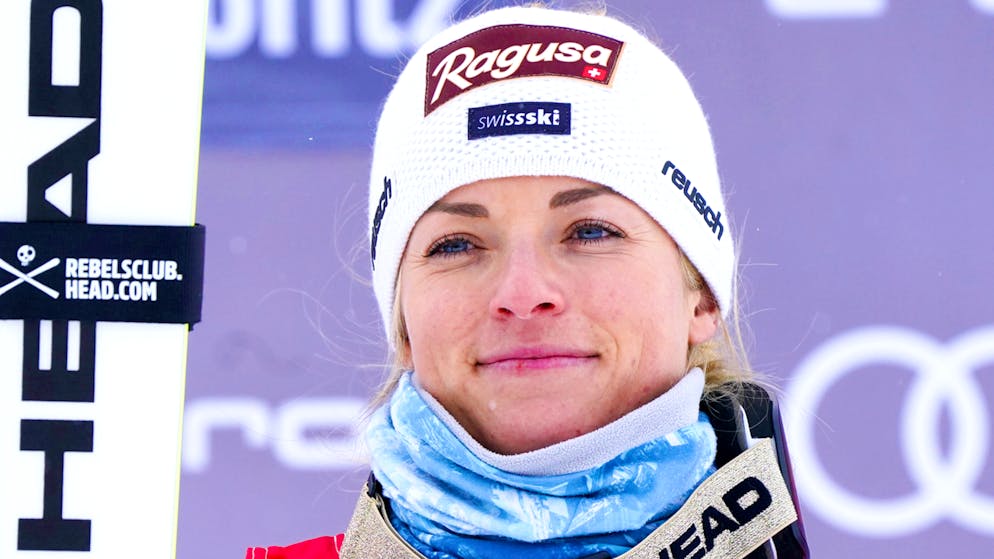 Lara Gut-Behrami a chuté dimanche à St-Moritz.