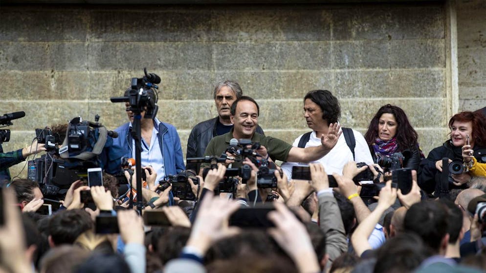 L'ex sindaco di Riace Mimmo Lucano parla agli studenti dell'Università La Sapienza di Roma (foto d'archivio del 13 maggio 2019)