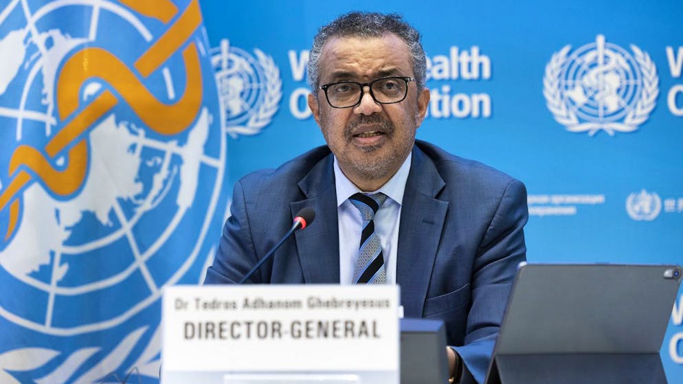 During a new press conference at the World Health Organization (WHO) headquarters, the Director-General of the World Health Organization (WHO), Tetros Adanom Caprese, speaks to the media about the Corona virus Govt-19 by 2022 and the WHO's global health priorities.  Geneva, Switzerland, Monday, December 20, 2021. (KEYSTONE / Salvatore Di Nolfi)