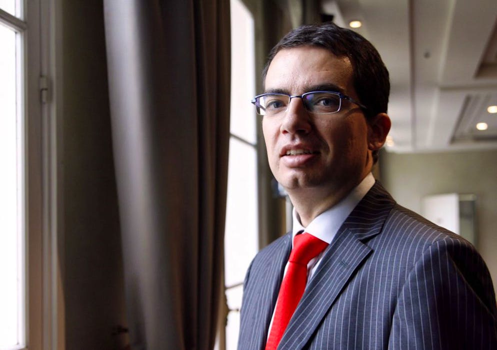 Stéphane Bancel directeur général délégué du groupe BioMérieux pose le 17 janvier 2007 à Paris à l'issue d'une conférence de presse du groupe pour présenter ses orientations stratégiques pour la période 2007-2012. Stéphane Bancel prévoit de dégager une croissance