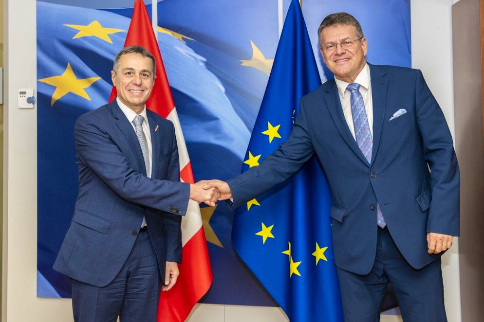 Das nächste Treffen sollte am WEF stattfinden: Nun müssen Bundesrat Ignazio Cassis (l.)  und Maros Sefcovic, Vizepräsident der EU-Kommission, umplanen.