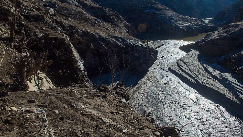 En décembre, le lac de Vogorno était déjà presque entièrement vidé.