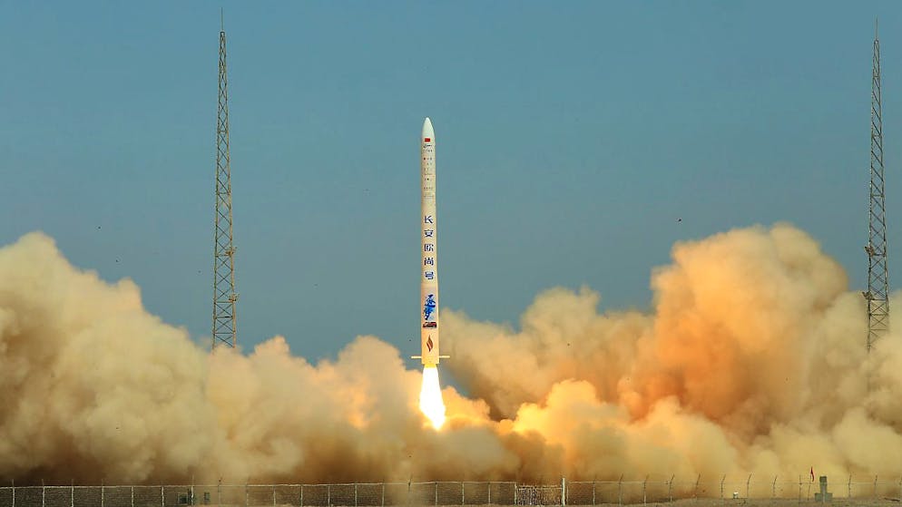 ARCHIV - Eine Trägerrakete des Typs «Hyperbola-1» des privaten chinesischen Raumfahrtunternehmens iSpace. Foto: Uncredited/CHINATOPIX/dpa