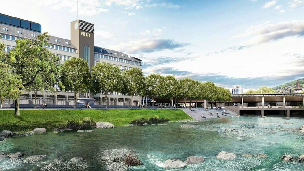 Momentan lädt das Wetter gerade nicht zum Füsse baden im Fluss. Der nächste Sommer kommt aber bestimmt. Von der Europallee soll es künftig direkt zur Sihl hinuntergehen. (Visualisierung)
