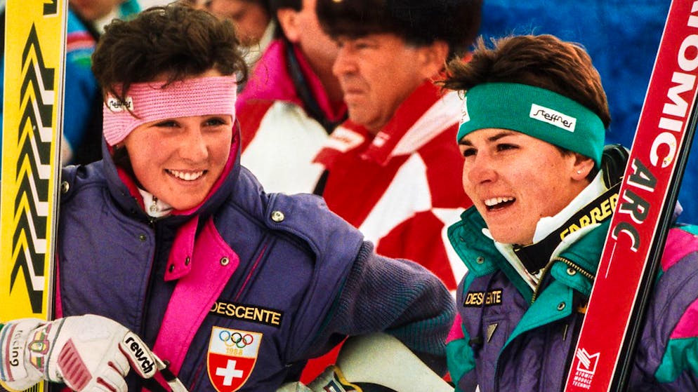 Erinnerungen an Maria Walliser (links) und Michela Figini, die Schweizer Speed-Asse in den Achtzigern
