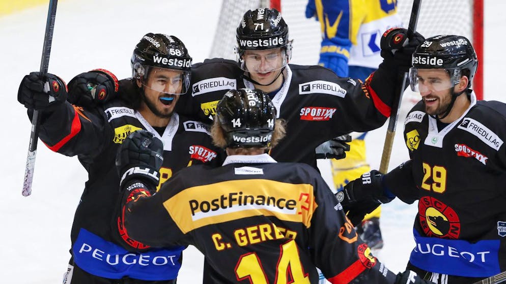 Berner Jubelszenen haben Seltenheitswert in dieser Saison - für einmal siegte der SCB beim 5:1 gegen Davos aber deutlich