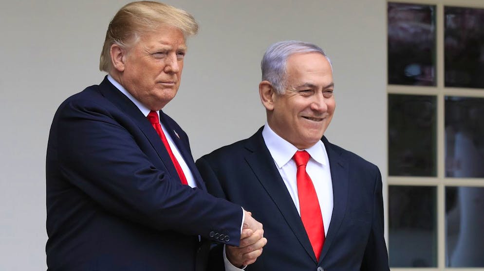 Der ehemalige US-Präsident Donald Trump mit Benjamin Netanjahu bei dessen Besuch im Weissen Haus im März 2019.