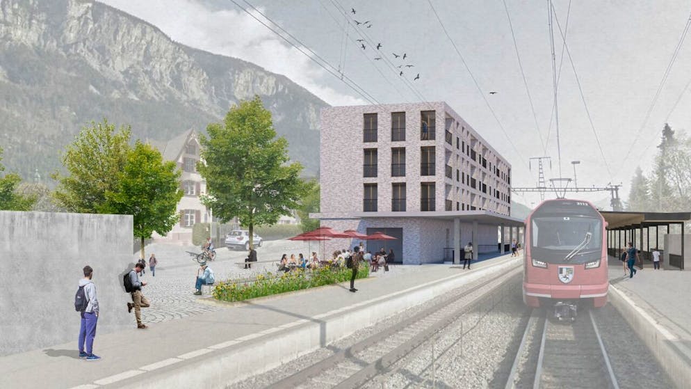 Fast 30 Millionen Franken investiert die Rhätische Bahn in einen neuen Bahnhof in Domat/Ems.