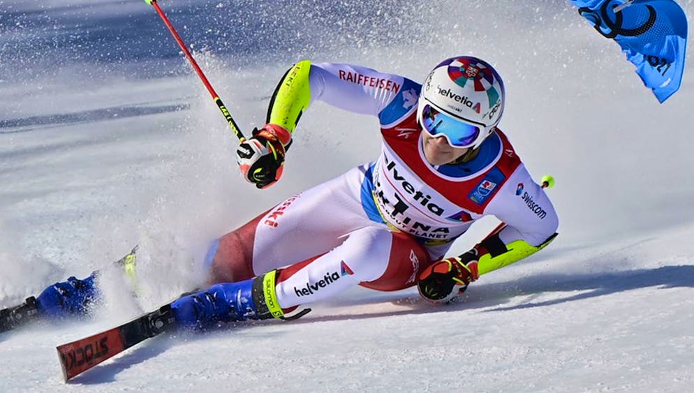 Schafft es im Riesenslalom in Cortina nicht ins Ziel: Marco Odermatt.