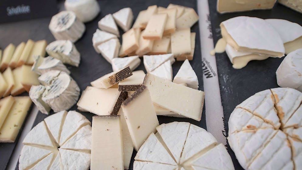 Sowohl die Käse Importe als auch Exporte sind 2020 gestiegen. Im Bild: Diverse Schweizer Käsesorten an einem Käsemarkt. (Symbolbild)