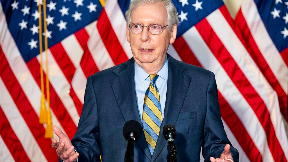 ARCHIV - Mitch McConnell, Republikaner und damaliger Mehrheitsführer des US-Senats, spricht während einer Pressekonferenz auf dem Capitol Hill über die Führung des Senate Republican Caucus. Foto: Michael Brochstein/ZUMA Wire/dpa