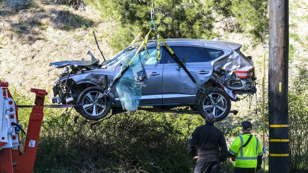 Totalschaden: Tiger Woods' Auto nach dem Crash.