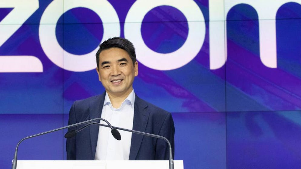 FILE - In this April 18, 2019 file photo, Zoom CEO Eric Yuan attends the opening bell at Nasdaq as his company holds its IPO in New York. Millions of people are now working from home as part of the intensifying fight against the coronavirus outbreak. Beside relying on Zoom, the video conference service, more frequently as part of their jobs, more people are also tapping it to hold virtual happy hours with friends and family banned from gathering in public places. (AP Photo/Mark Lennihan, File)