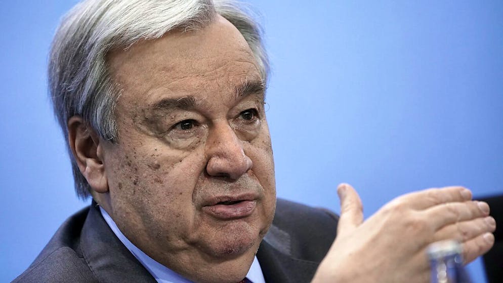 ARCHIV - Antonio Guterres, Generalsekretär der Vereinten Nationen, spricht auf einer Pressekonferenz. Foto: Michael Kappeler/dpa/Archiv