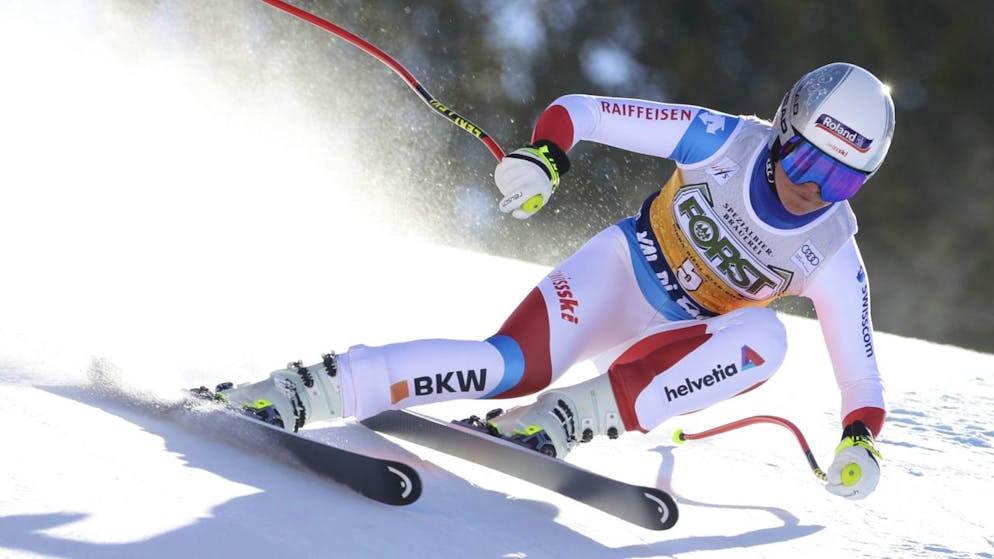 Abfahrts-Weltmeisterin Corinne Suter büsste in der ersten von zwei Abfahrten in Val di Fassa 26 Hundertstel auf ihre siegreiche Teamkollegin Lara Gut-Behrami ein
