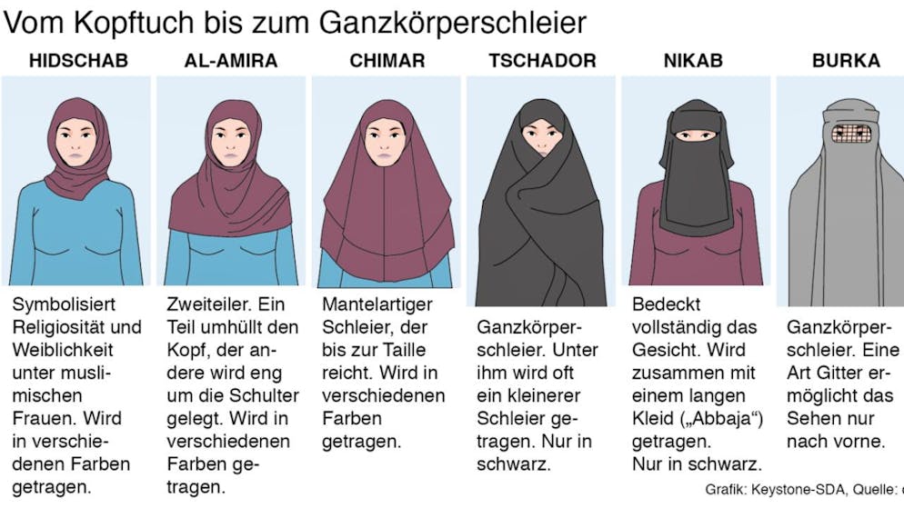 Gesichts- und Ganzkörperschleier im Überblick.