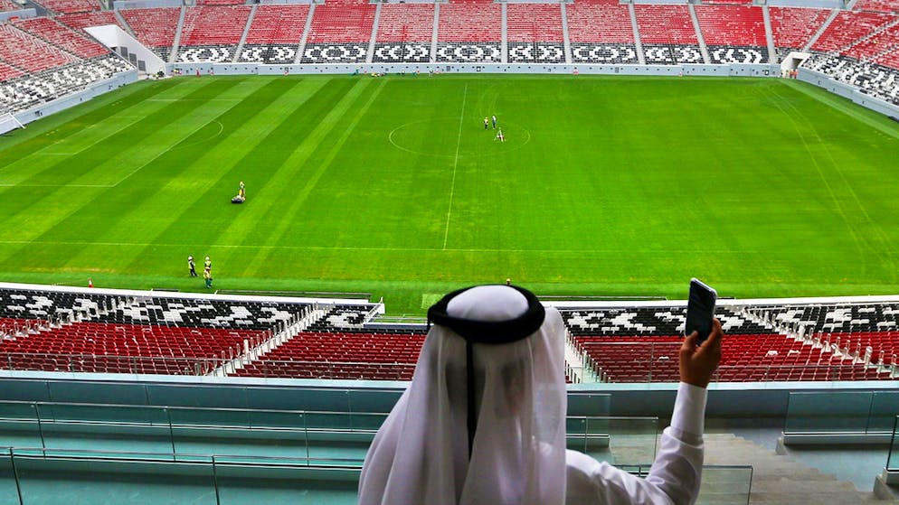 epa08076868 View of Al Bayt Stadium in Al Khor, Qatar, during a press tour on December 17, 2019. Al Bayt Stadium is one of the eight venues for the 2022 FIFA World Cup in Qatar.  EPA / ALI HAIDER