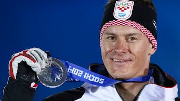 epa04079523 Silver medalist Ivica Kostelic of Croatia during the medal ceremony for Men's Alpine Skiing Super Combined event at the Sochi 2014 Olympic Games, Sochi, Russia, 15 February 2014. EPA/BARBARA WALTON