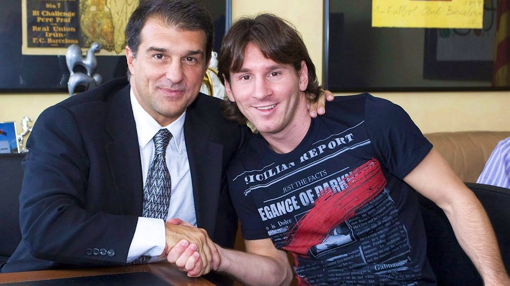 Kennen sich schon lange: Joan Laporta und Lionel Messi.