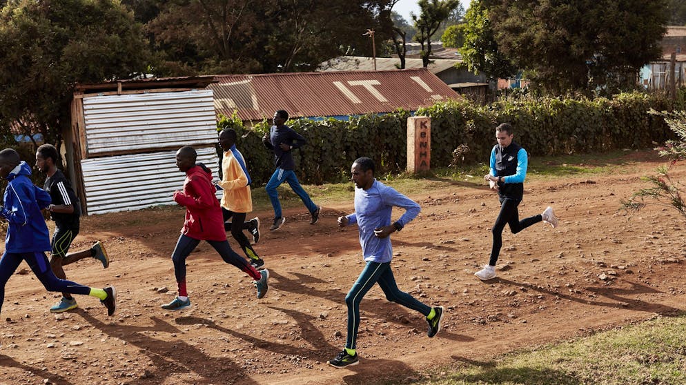 ITEN, KENYA - FEBRUARY 23, 2021. Julien Wanders, 24, is a Swiss long-distance runner. He currently has the European record for the half marathon with a time of 59:13, which was set at the Ras Al Khaimah Half Marathon in 2019 and the European record for the 10K run, with a time of 27:13 set in Valencia on January 12, 2020. He lives and trains in Iten, Kenya, with a group of pan-african runners. CREDIT: ELISABETH REAL