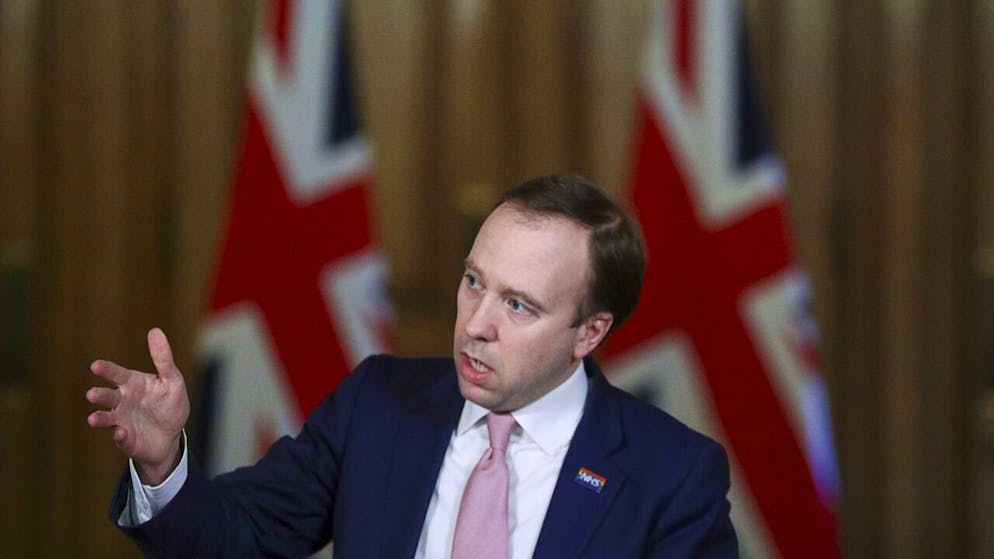 Il ministro della Sanità britannico Matt Hancock (foto d'archivio)
