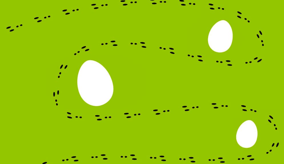 Gelingt es, den Haken schlagenden Osterhasen einzuholen?