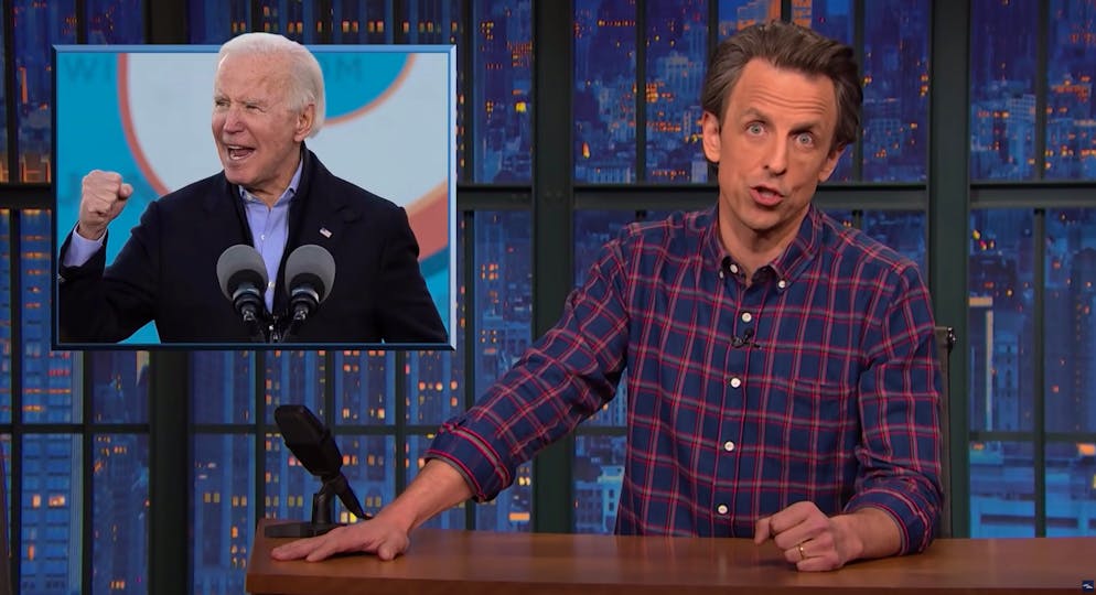 Auf ein Wort: Seth Meyers übt Kritik an Joe Bidens Demokraten.