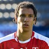 Der Schweizer Nishan Burkart, reagiert nach der Niederlage (0-1), beim Fussball - Laenderspiel der U20 Schweiz gegen Deutschland, am Sonntag 13. Oktober 2019, in der Tissot Arena in Biel. (KEYSTONE/Anthony Anex)