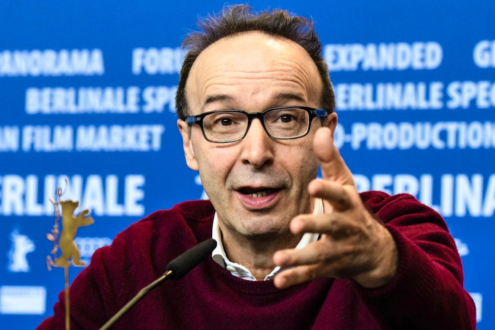 epa08240298 Roberto Benigni attends the 'Pinocchio' press conference during the 70th annual Berlin International Film Festival (Berlinale), in Berlin, Germany, 23 February 2020. The movie is presented in the Berlinale Special section at the Berlinale that runs from 20 February to 01 March 2020. EPA/CLEMENS BILAN