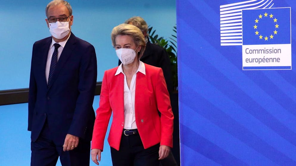 Unüberbrückbare Differenzen: Bundespräsident Guy Parmelin und EU-Kommissionspräsidentin Ursula von der Leyen bei ihrem Treffen im April in Brüssel.