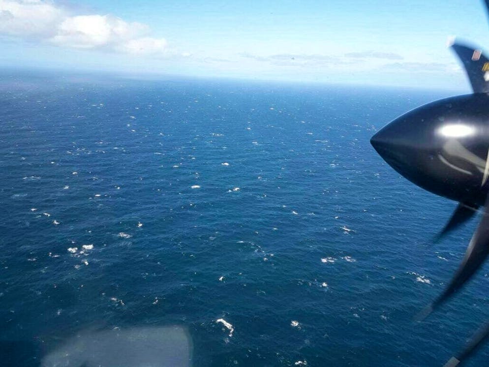 epa06346099 A handout photo made available by the Argentine Navy shows an Argentine Air Force plane during search operations for the missing Argentine submarine ARA San Juan, at sea off the coast of Argentinia, 22 November 2017 (issued 23 November 2017). Argentine authorities, with the support of foreign forces, are searching for the submarine ARA San Juan, with 44 crew members on board with which the communication was lost on 15 November 2017. EPA/ARGENTINE NAVY HANDOUT HANDOUT EDITORIAL USE ONLY/NO SALES