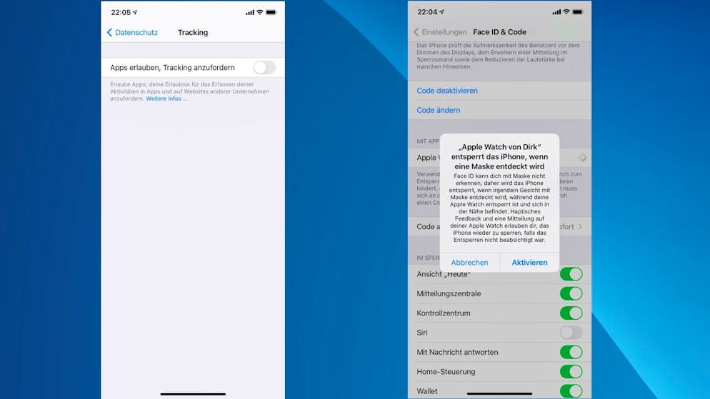 Zwei neue iOS-Features: Das Ende der Werbeverfolgung und das Entsperren mit der Apple Watch.