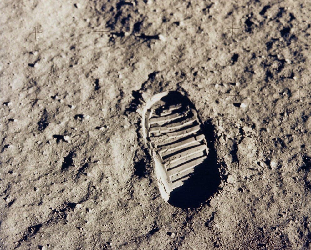 This NASA handout picture taken on July 20, 1969, shows one of the first steps, astronaut Buzz Aldrin's bootprint, taken on the Moon as part of the Apollo 11 mission. Moon rocks, given to the state, in 1974 are missing and are valued at $5 million on the black market and few even realized they existed until a college student began searching for them as part of an assignment. Another set of moon rocks collected in 1969 was found in storage at the state history museum about a decade ago. They are now on display on the third floor of the state Capitol. Neither the history museum nor the Denver Museum of Nature & Science has the second set of rocks and the governor's office doesn't know where they are. (NASA)