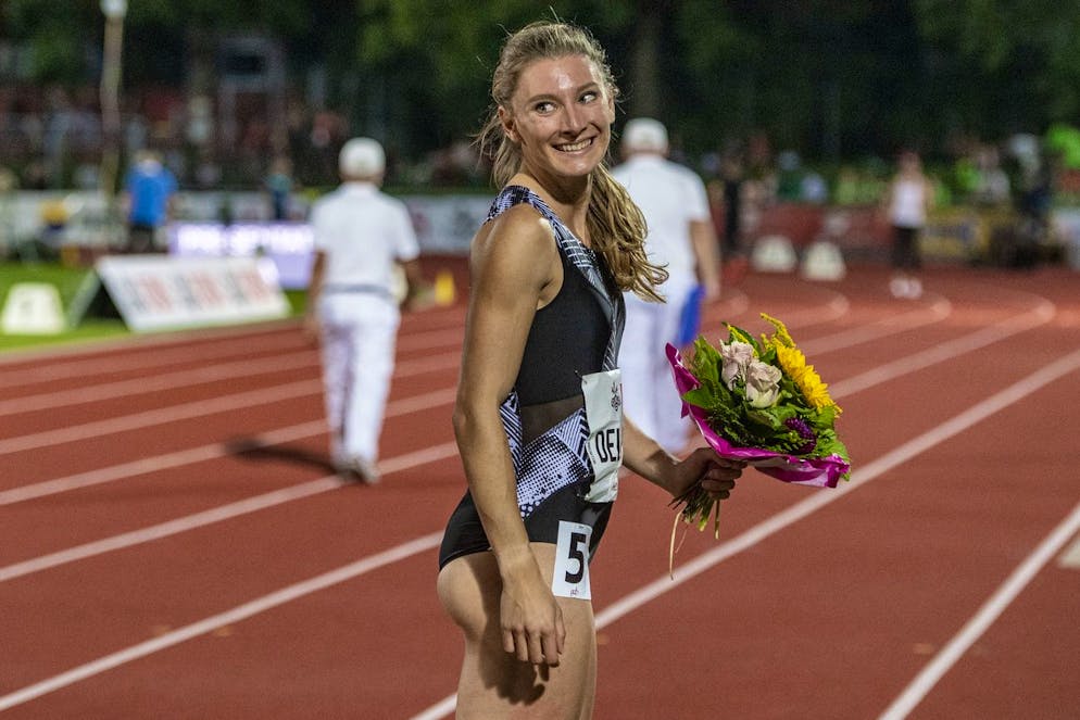 Die Schweizerin Ajla Del Ponte beim 100m Rennen der Frauen anlaesslich des Leichtathletik Meeting, Gala dei Castelli in Bellinzona am Dienstag, 15. September 2020. (KEYSTONE/Urs Flueeler)