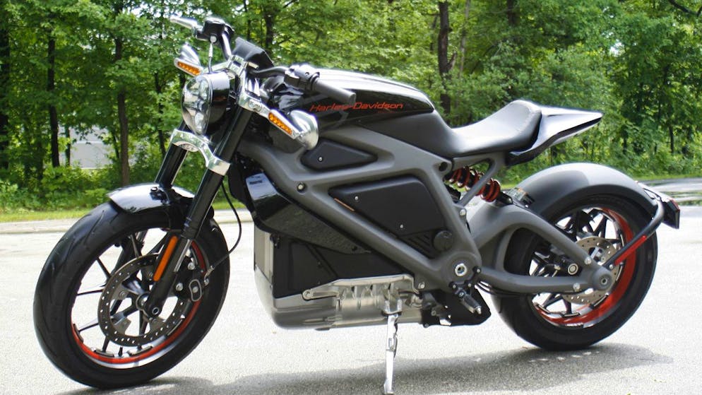 This Wednesday, June 18, 2014 photo shows Harley-Davidson's new electric motorcycle at the company's research facility in Wauwatosa, Wis. The company plans to unveil the LiveWire model Monday, June 23, at an invitation-only event in New York. (AP Photo/M.L. Johnson)
